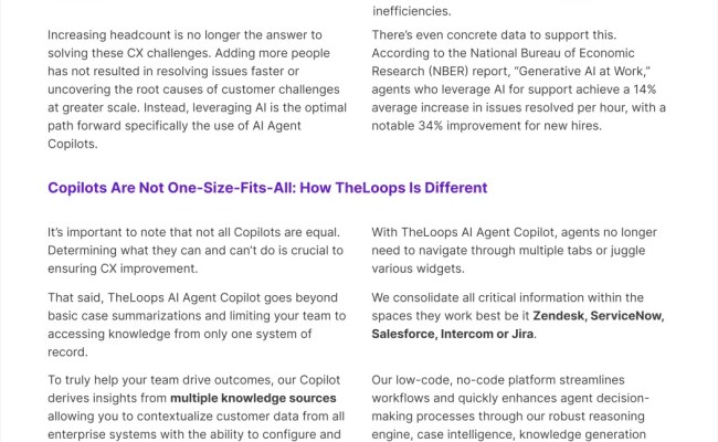 AI Agent Copilot - TheLoops Intelligent Support Operations Platform
