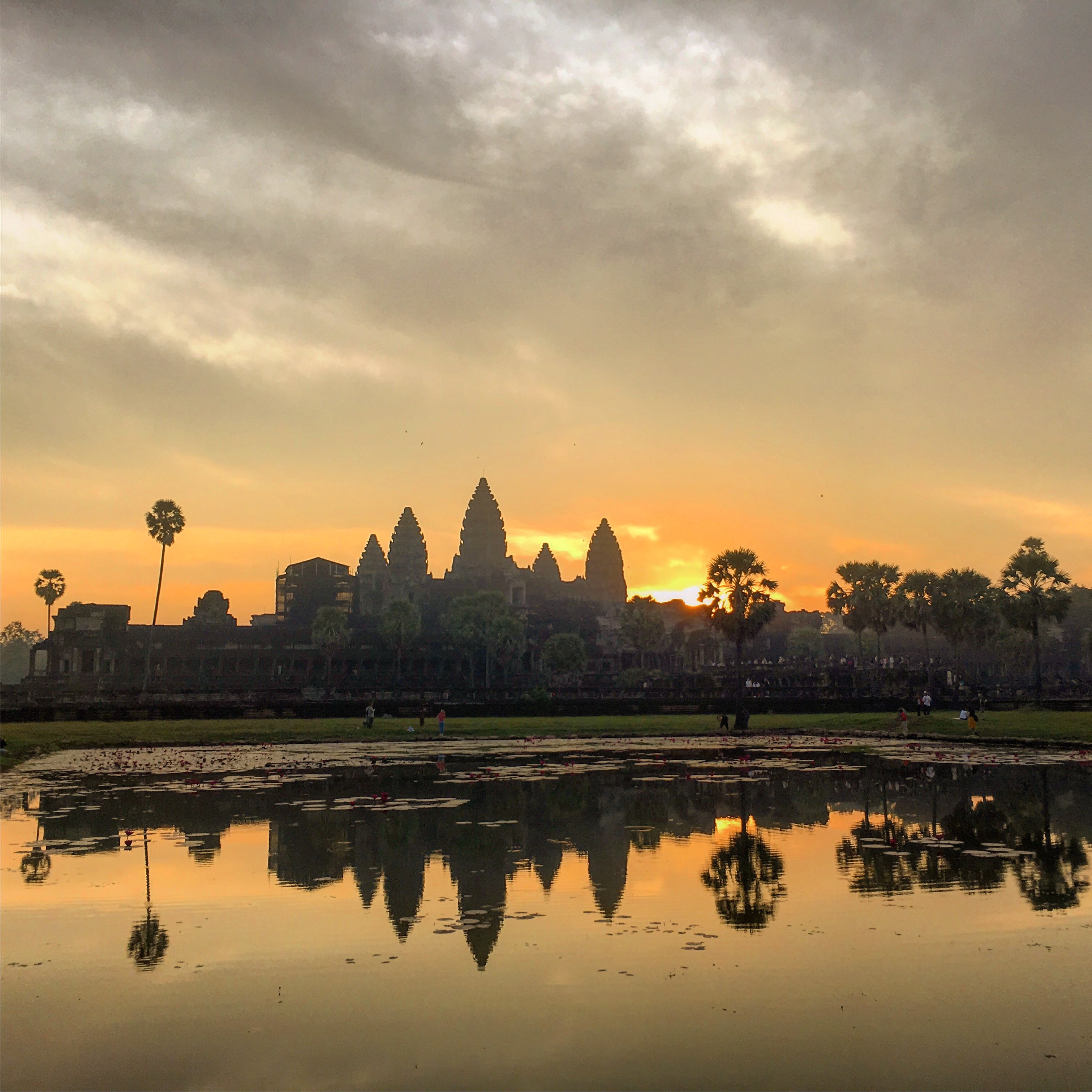 The iconic sunrise over Angkor Wat