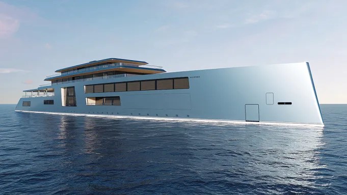 outside view of futuristic yacht