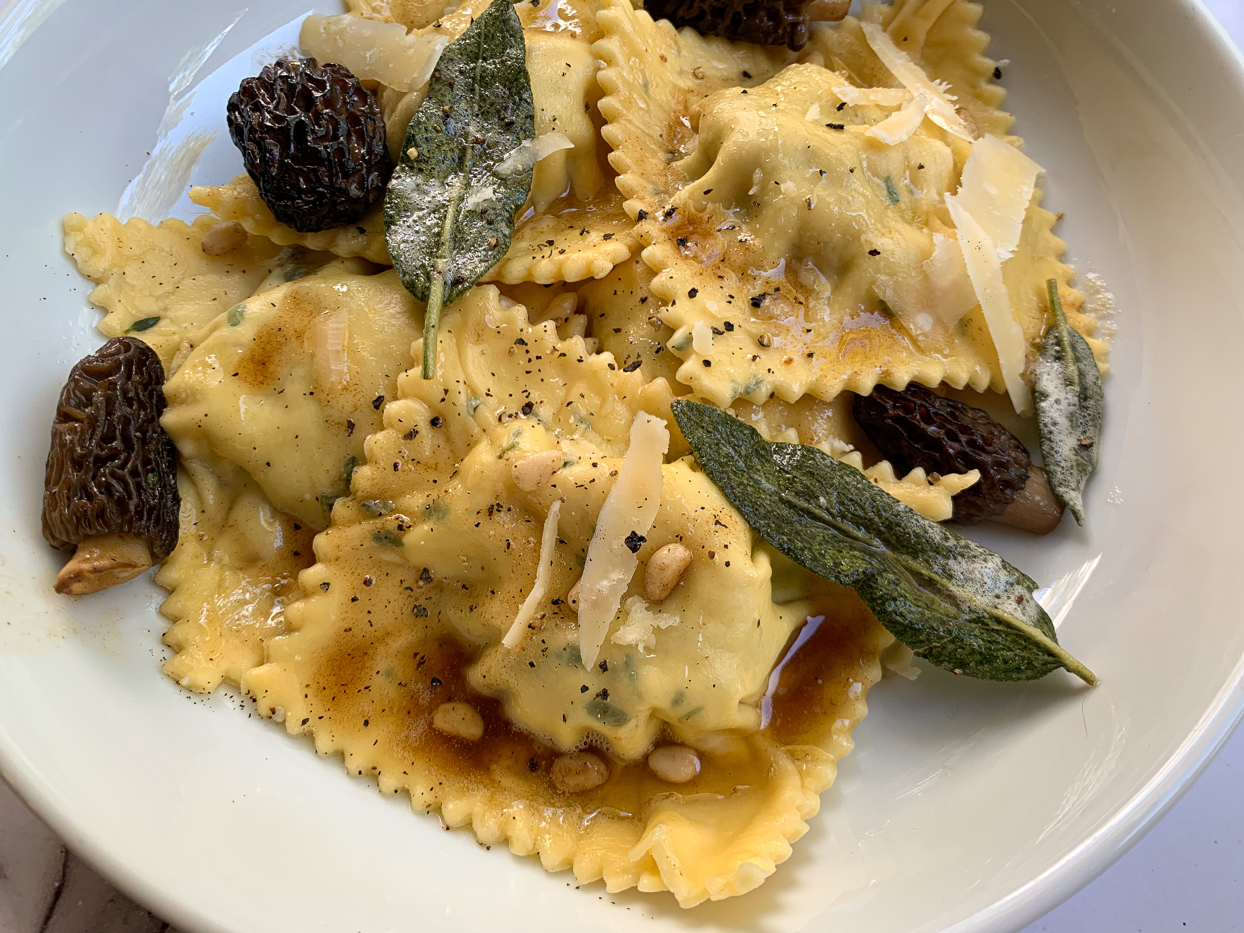 Morel & Ricotta Ravioli in Brown Butter Sage Sauce