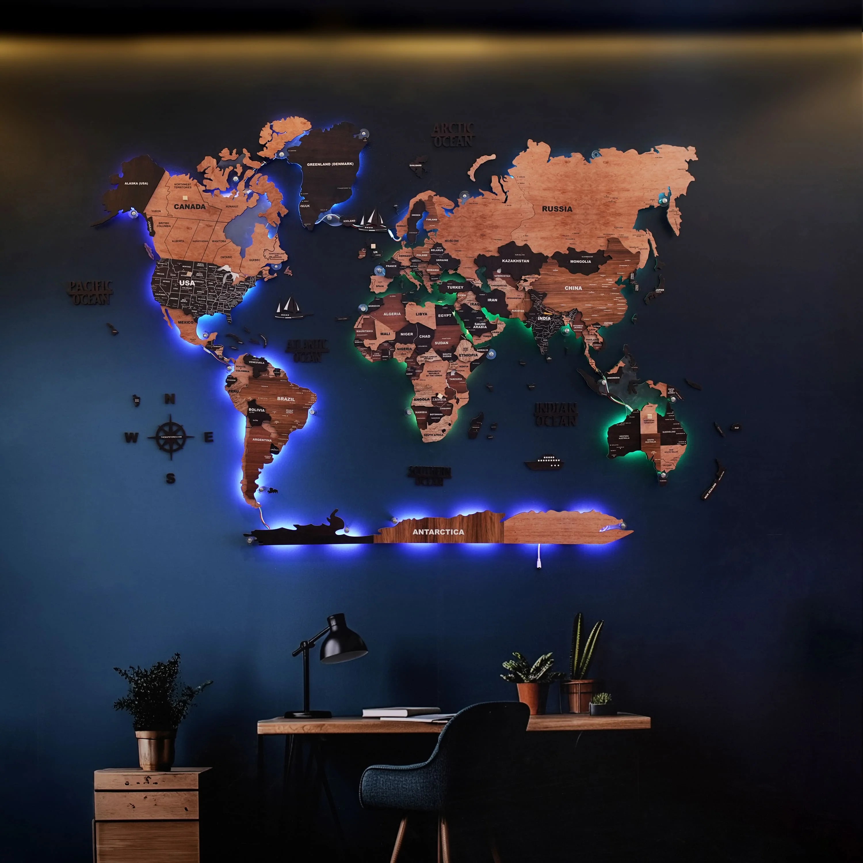 Led Wooden World Map The Map Store