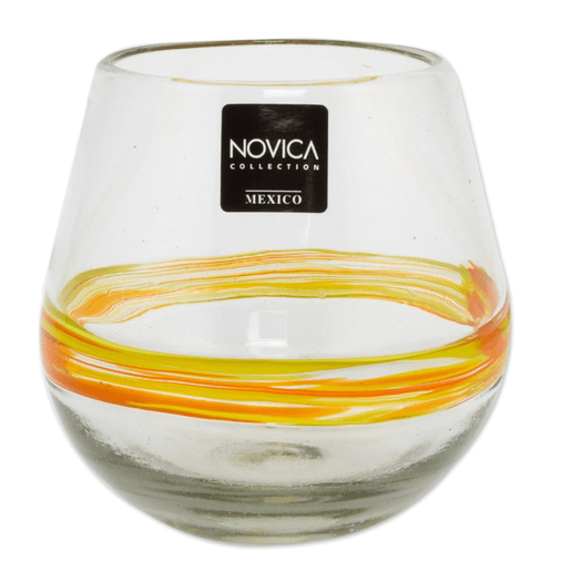 Round Ribbon Of Sunshine Blown Glass Drinking Glasses