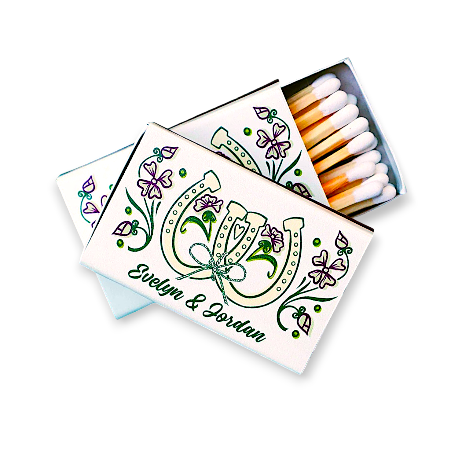 vintage wedding matches double lucky horseshoe design western chic