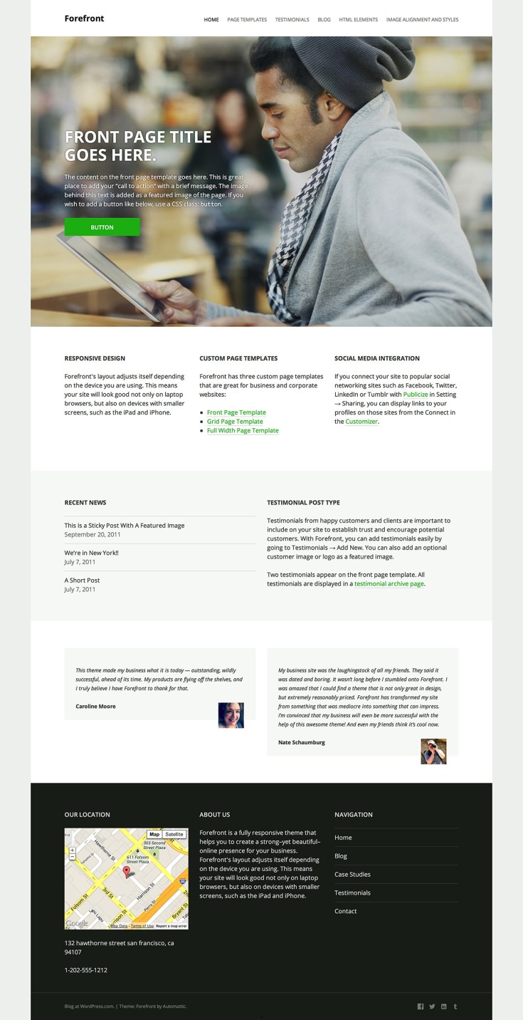 Schermafbeelding van het thema Forefront