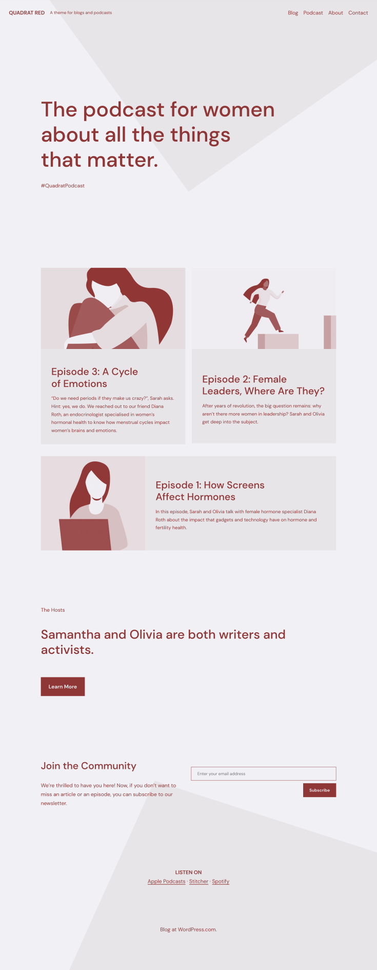 Screenshot of the Qua theme