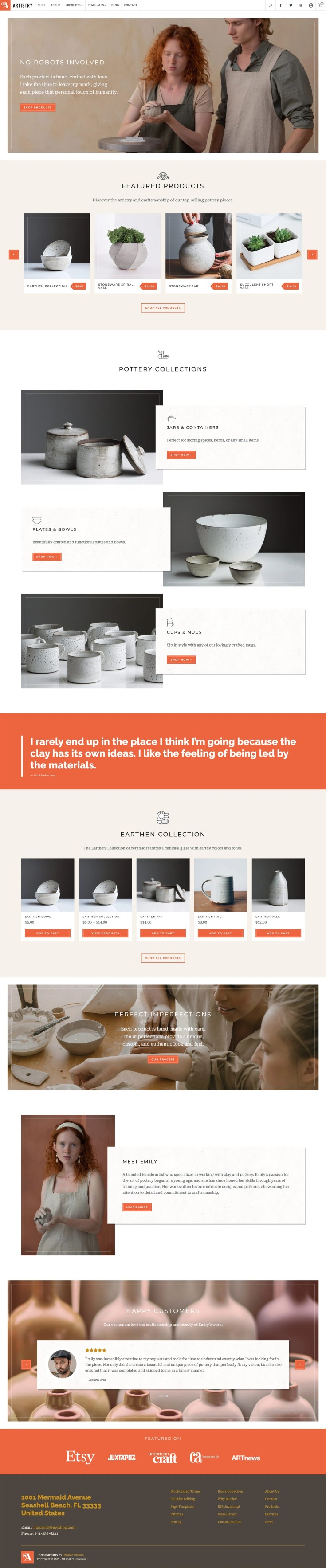 Screenshot of the Artistry theme
