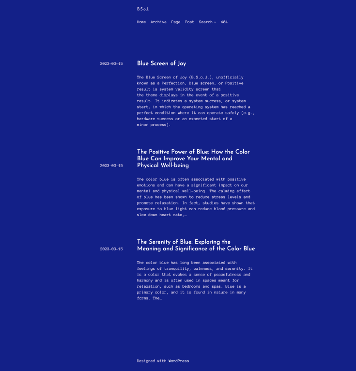 Schermafbeelding van het thema BSoJ