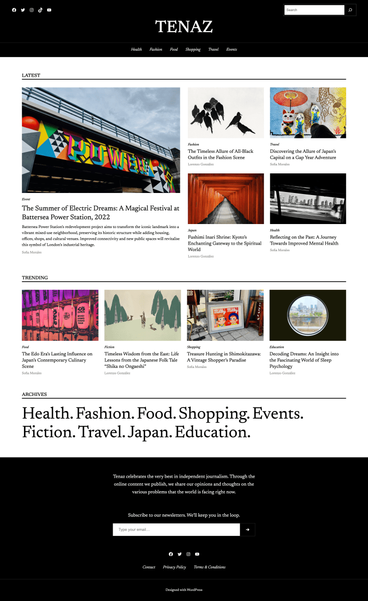 Screenshot of the Tenaz theme