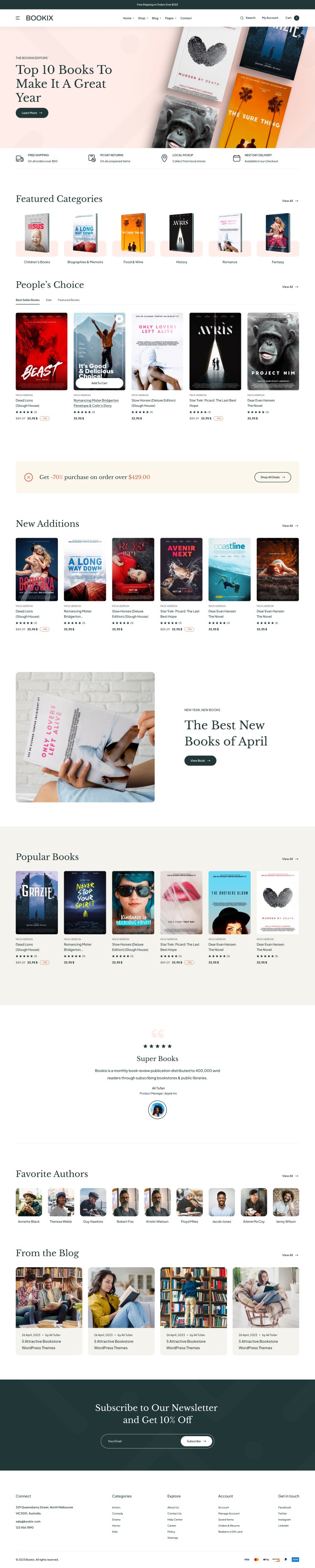 Screenshot of the Bookix theme