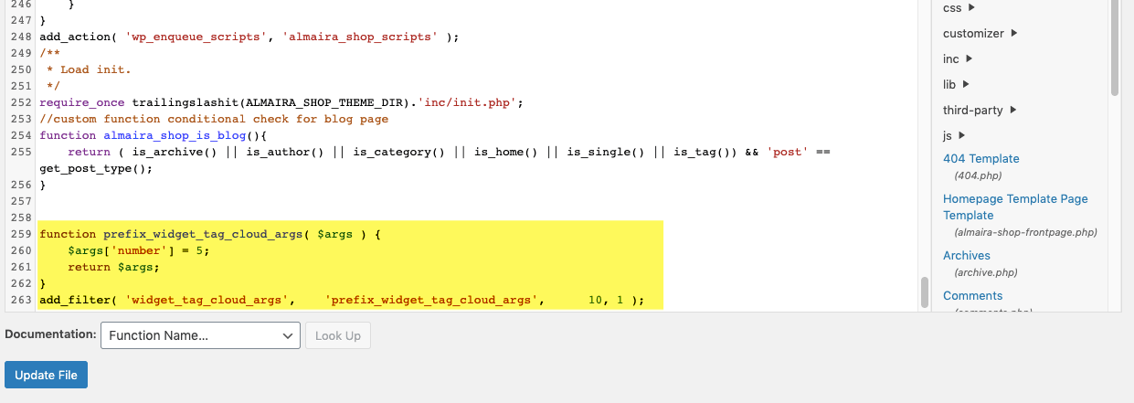 Code Tags Cloud Widget