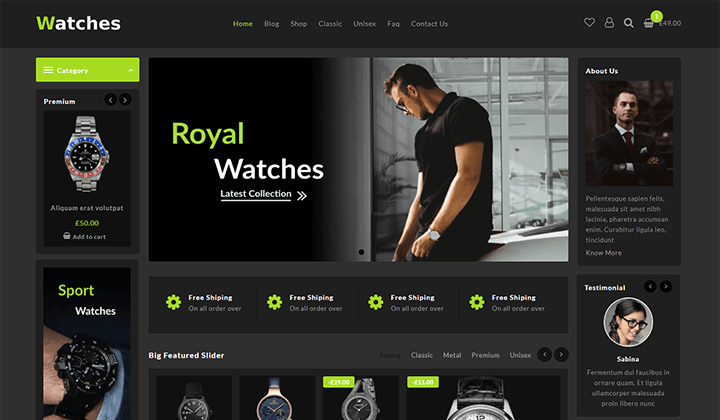 watch store woocommerce theme