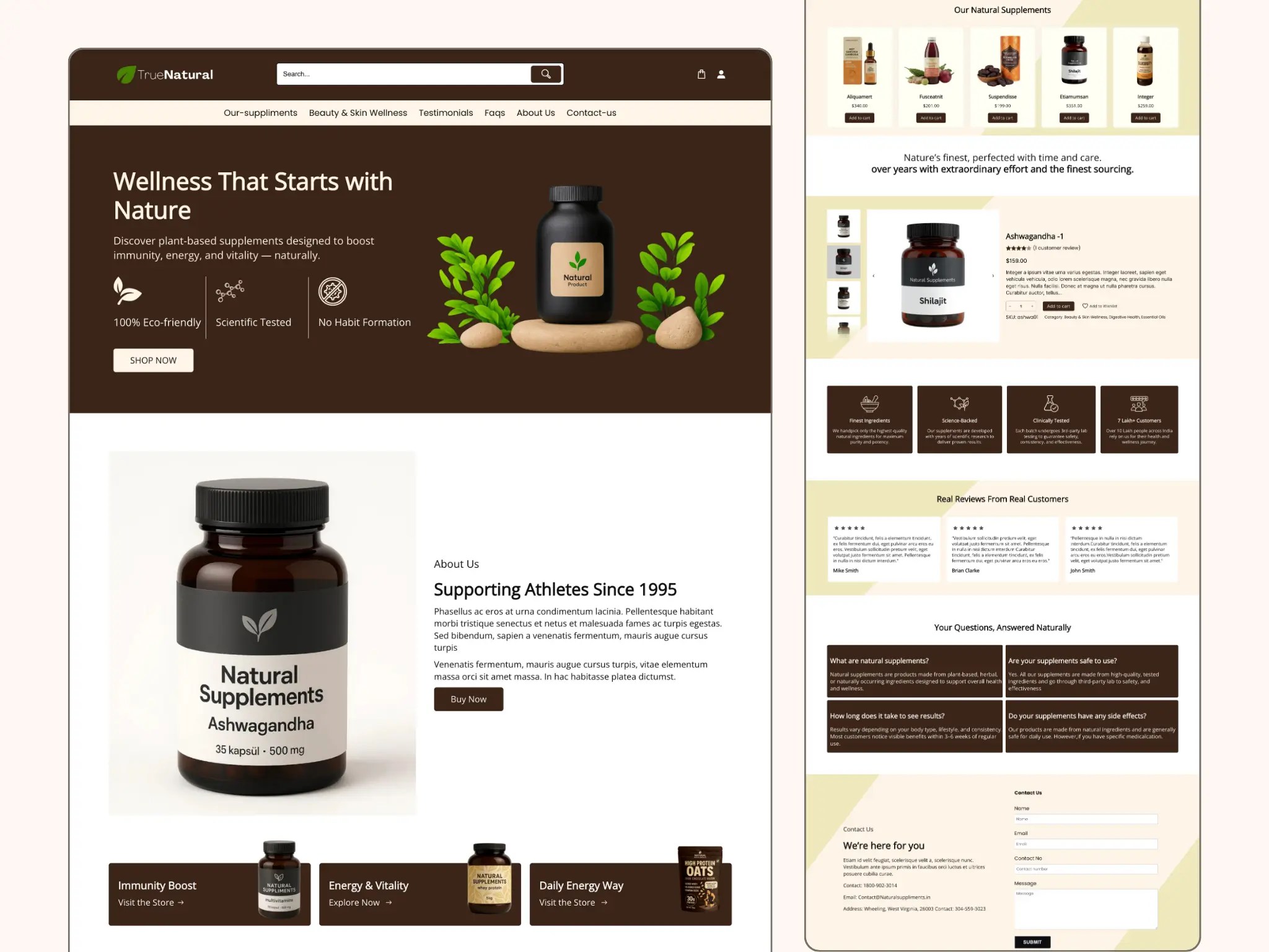A image of supplements website landing page