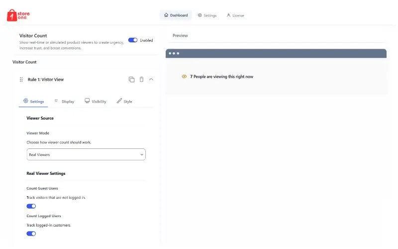 Store One Visitor Count Dashboard Screenshot 1
