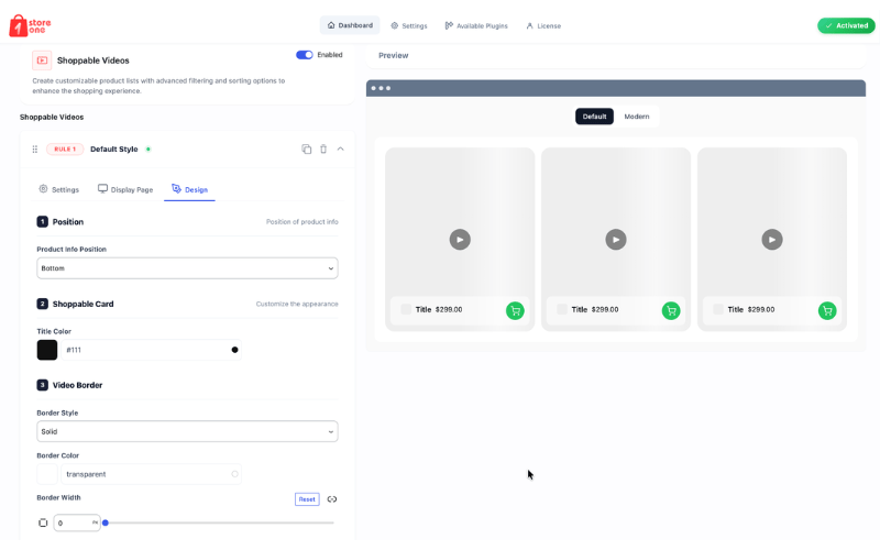 Shoppable videos Dashboard 3