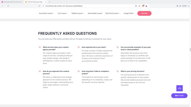Introducing Faq Layout Pack For Divi By Tnc Themencode Llc - Incredible Minimal Design - Desktop
