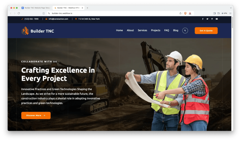 Builder Tnc New Webflow Construction Template Themencode Llc - Ultra HD Mountain Texture - Desktop