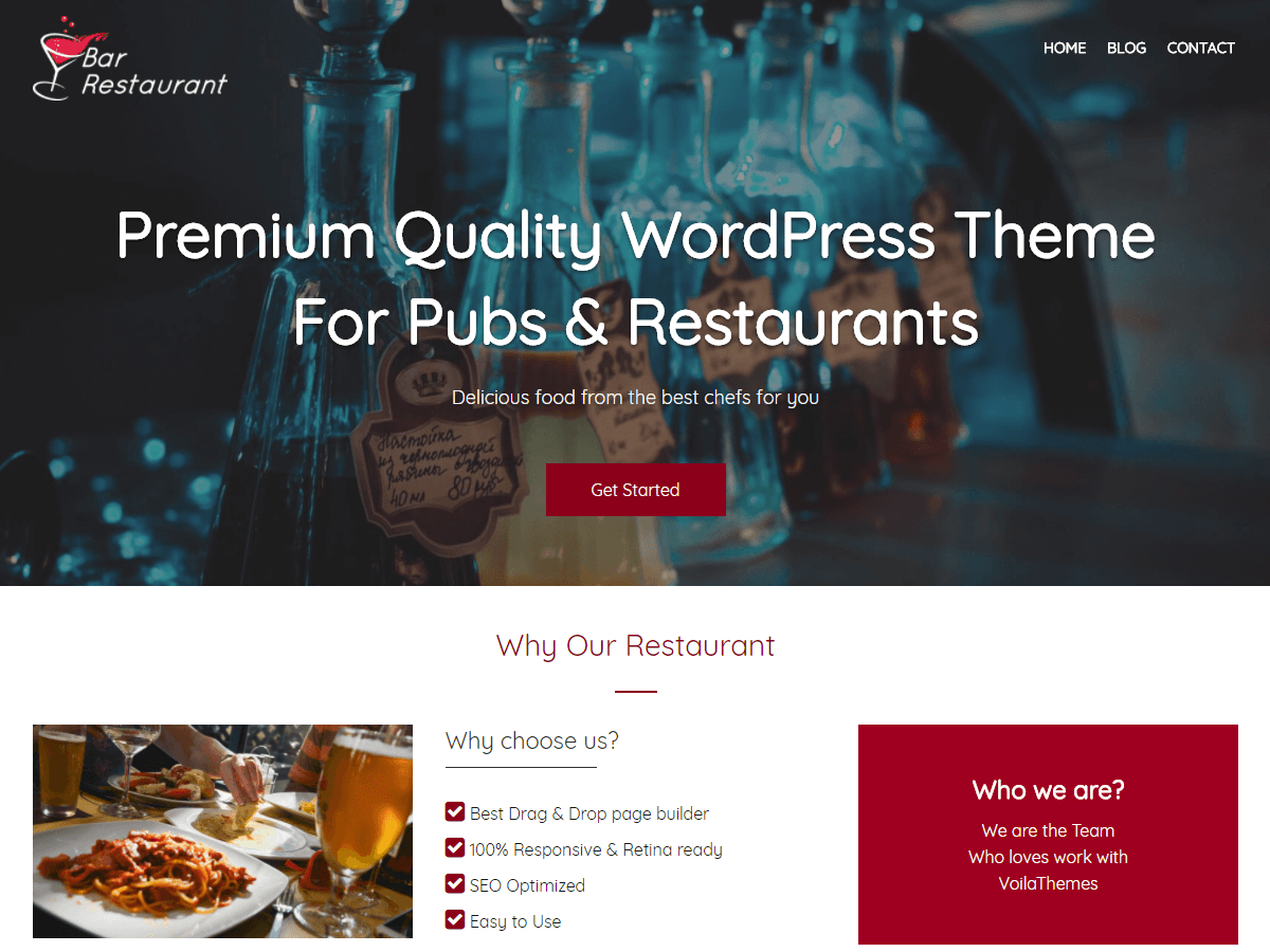Bar Restaurant WordPress Theme preview