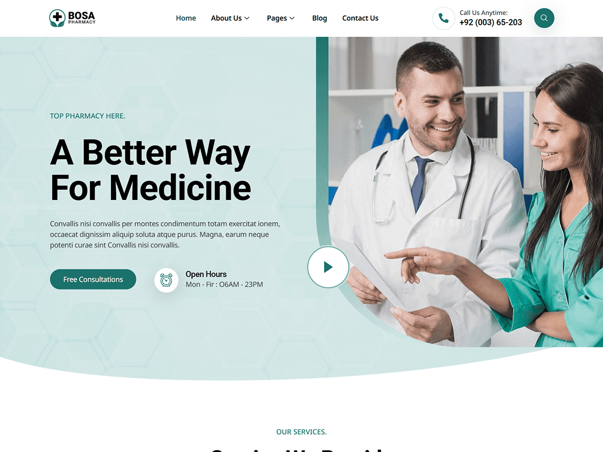 WordPress主题：Bosa Pharmacy