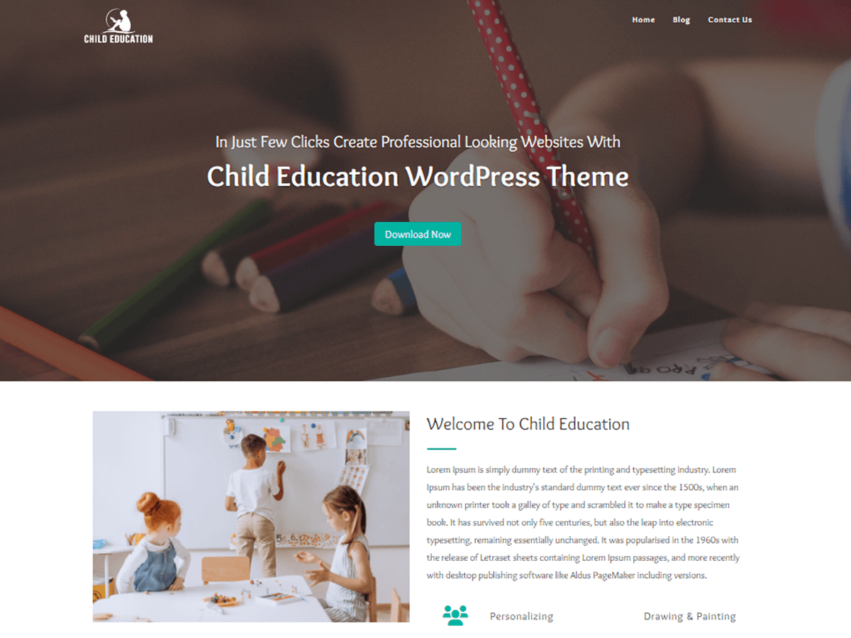 Child Education WordPress Theme preview