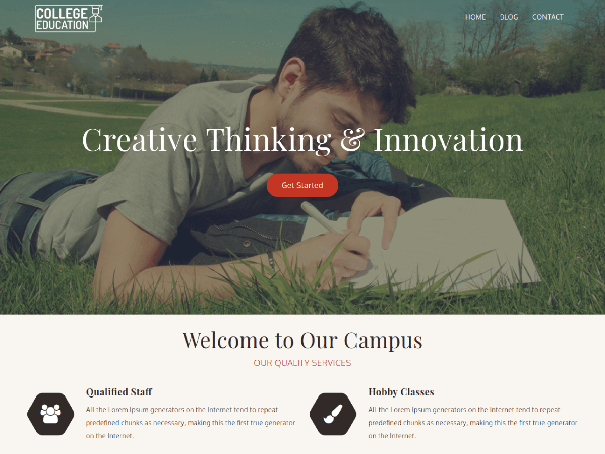 College Education WordPress Theme preview
