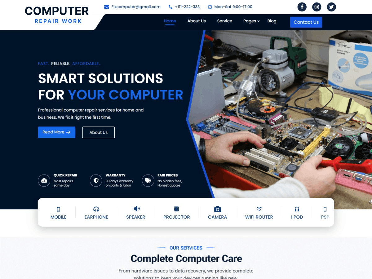 WordPress主题：Computer Repair Work