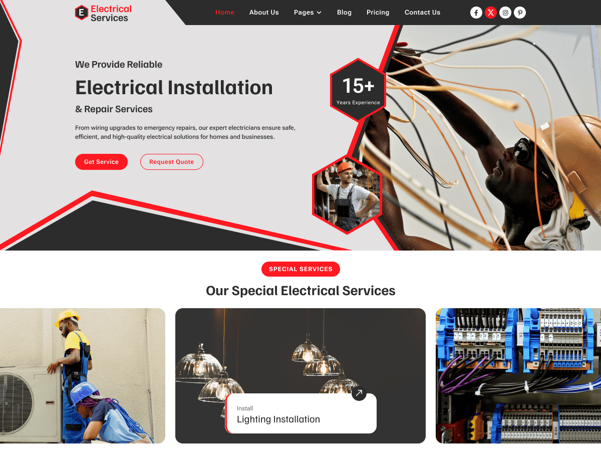 WordPress主题:Electrical Services
