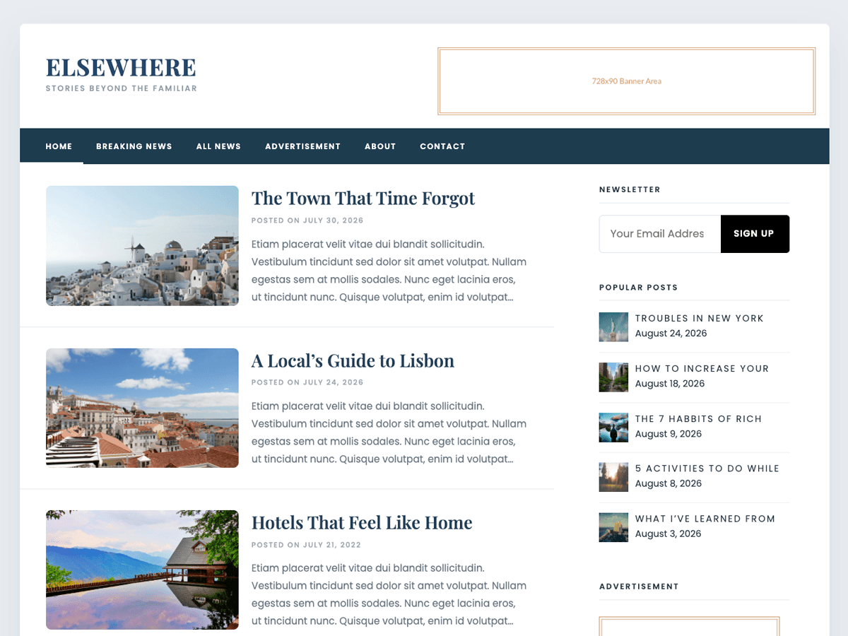 WordPress主题:Elsewhere Magazine