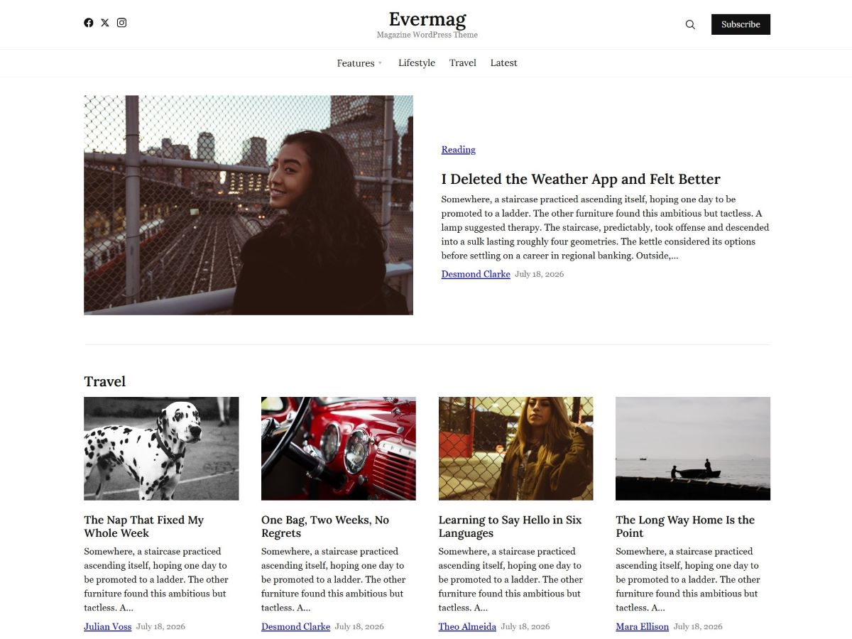 WordPress主题：Evermag