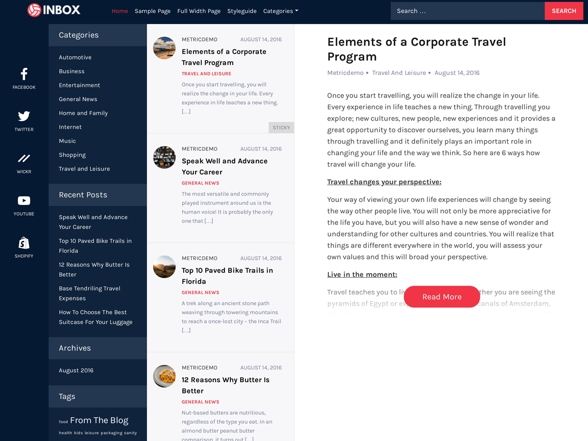 WordPress主题：Inbox