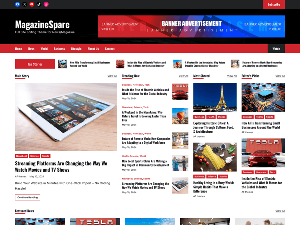 WordPress主题：MagazineSpare