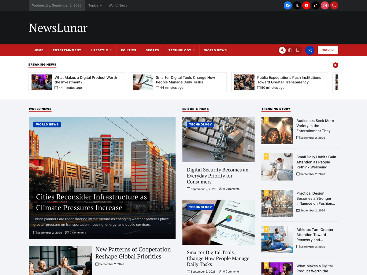 WordPress主题：NewsLunar