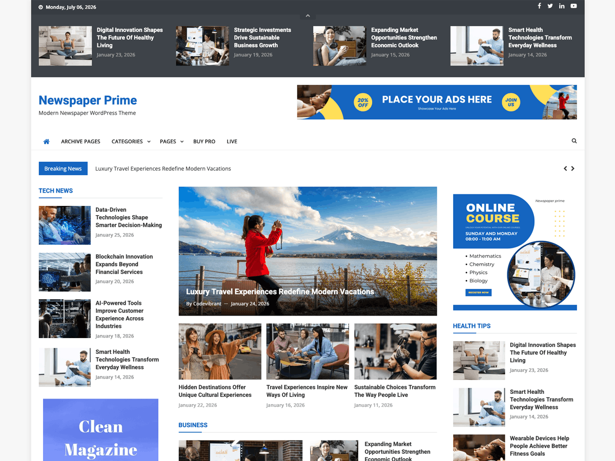 WordPress主题:Newspaper Prime