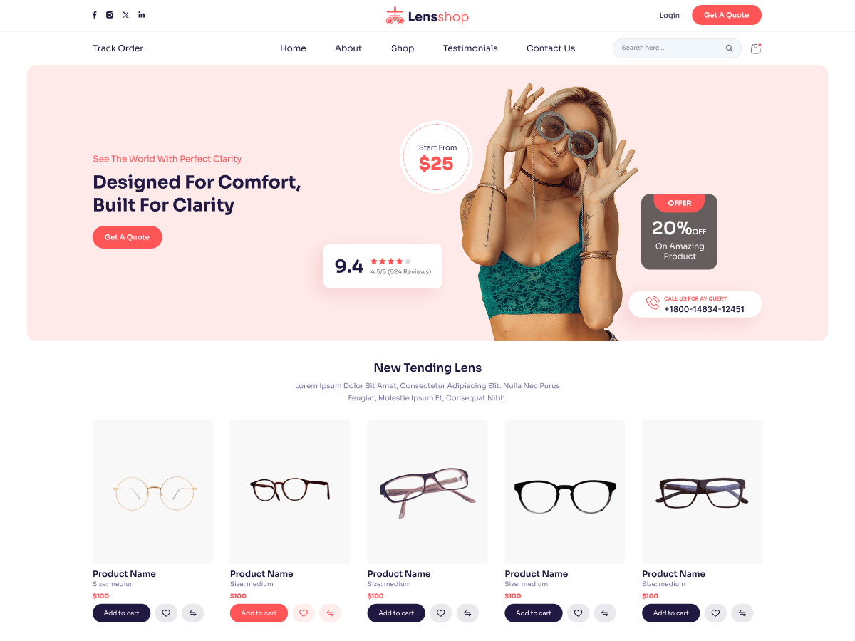 Optical Store WordPress theme preview
