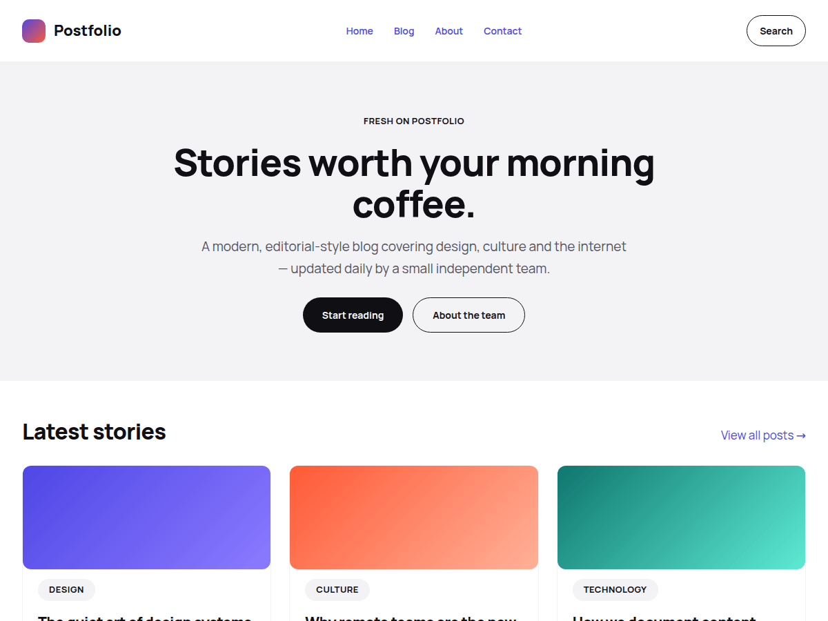 WordPress主题:Postfolio Blocks