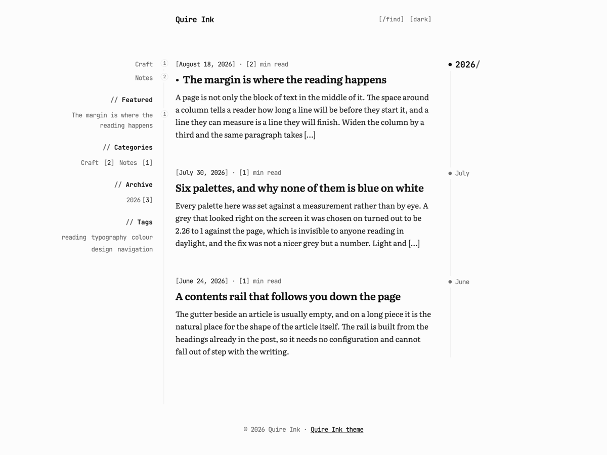 WordPress主题：Quire Ink