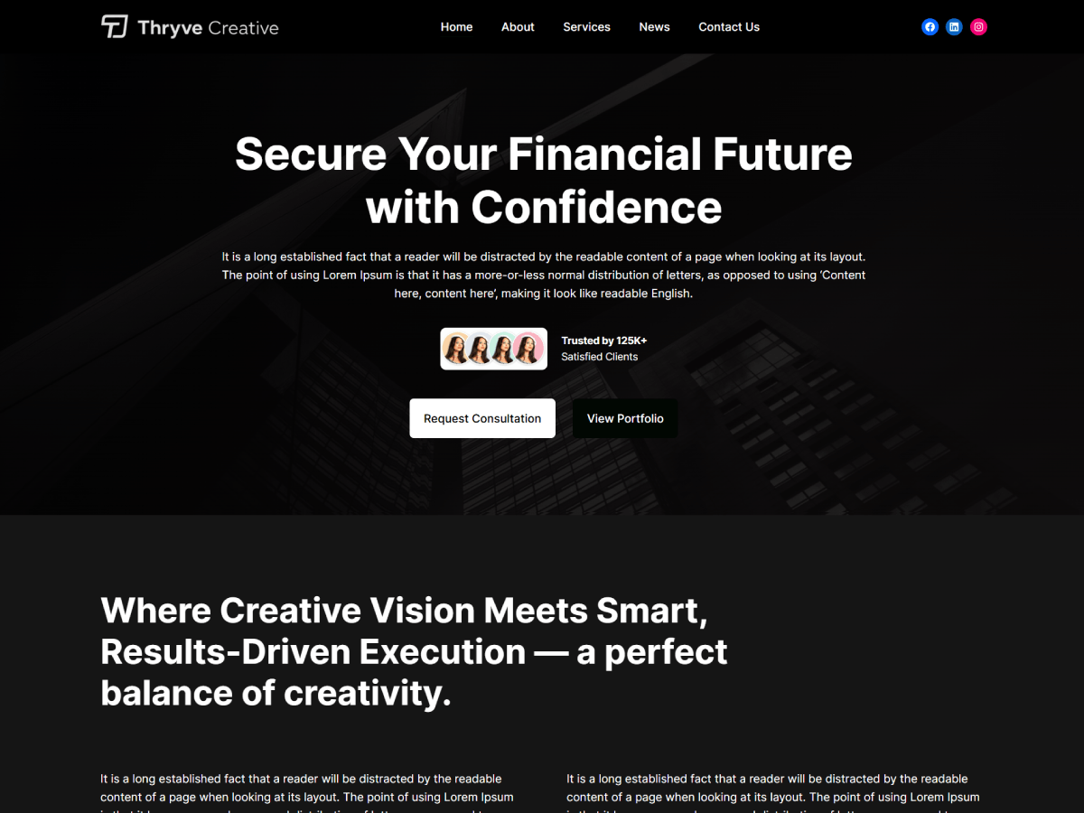 WordPress主题：Thryve Creative Dark