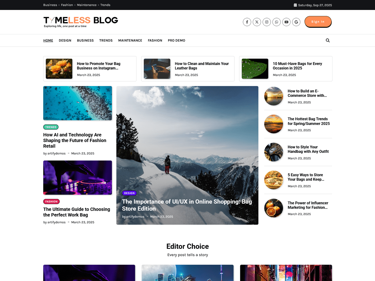 WordPress主题：Timeless Blog