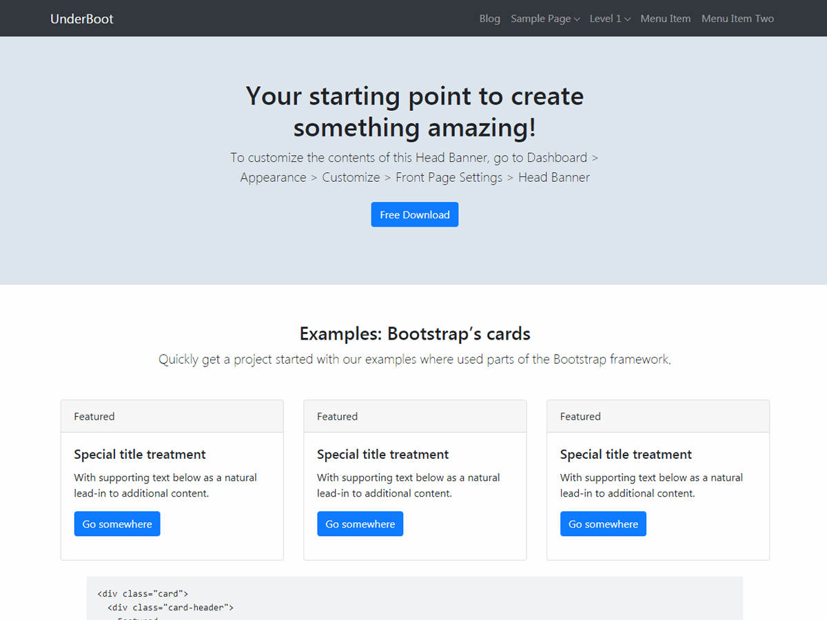 WordPress主题：UnderBoot