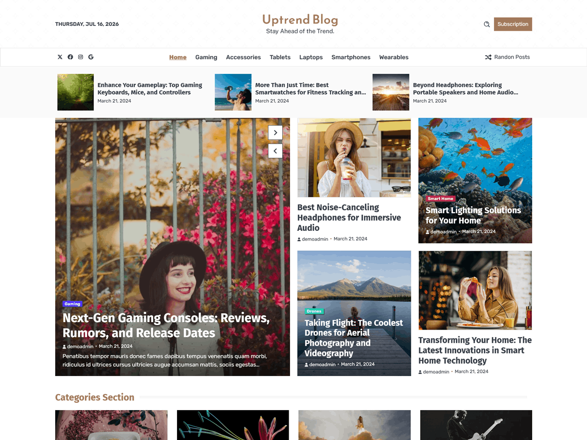 WordPress主题:Uptrend Blog