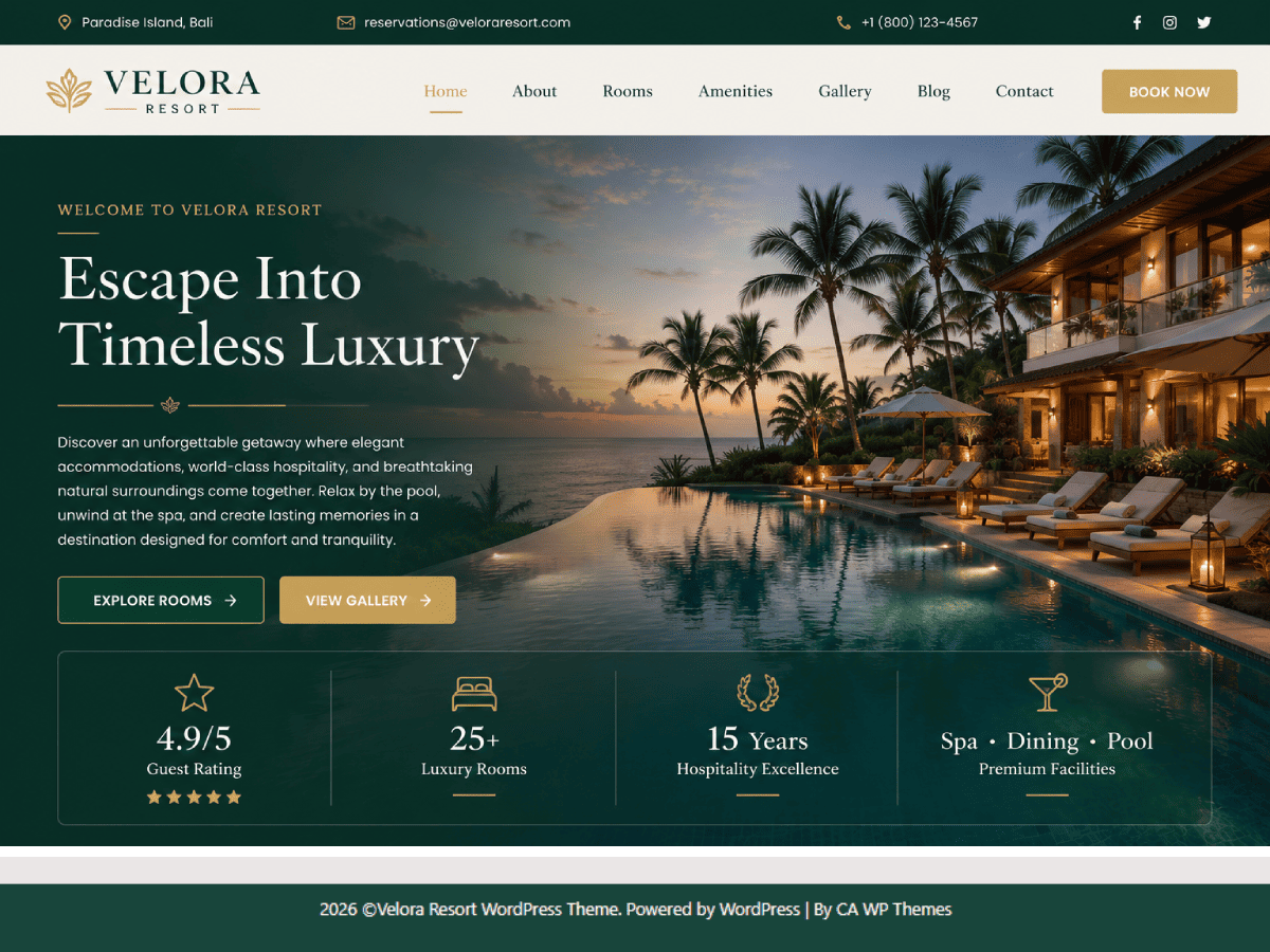 WordPress主题：Velora Resort