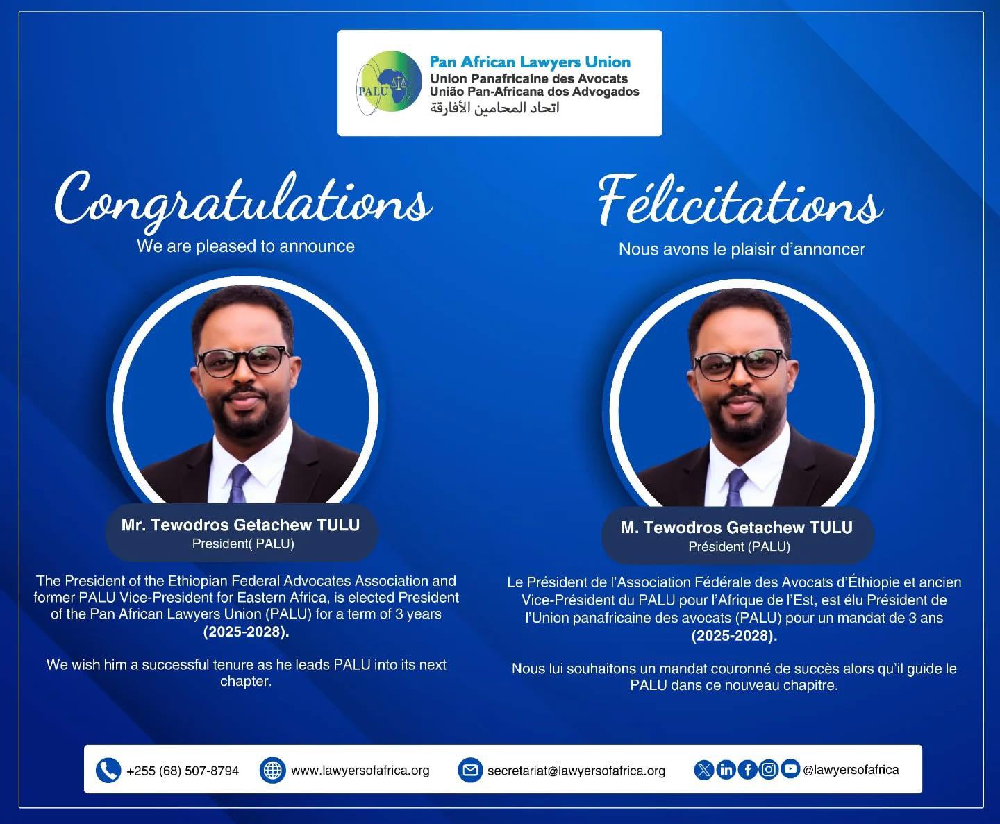 NBA Hails Newly Elected Leadership Of Pan African Lawyers Union (PALU)