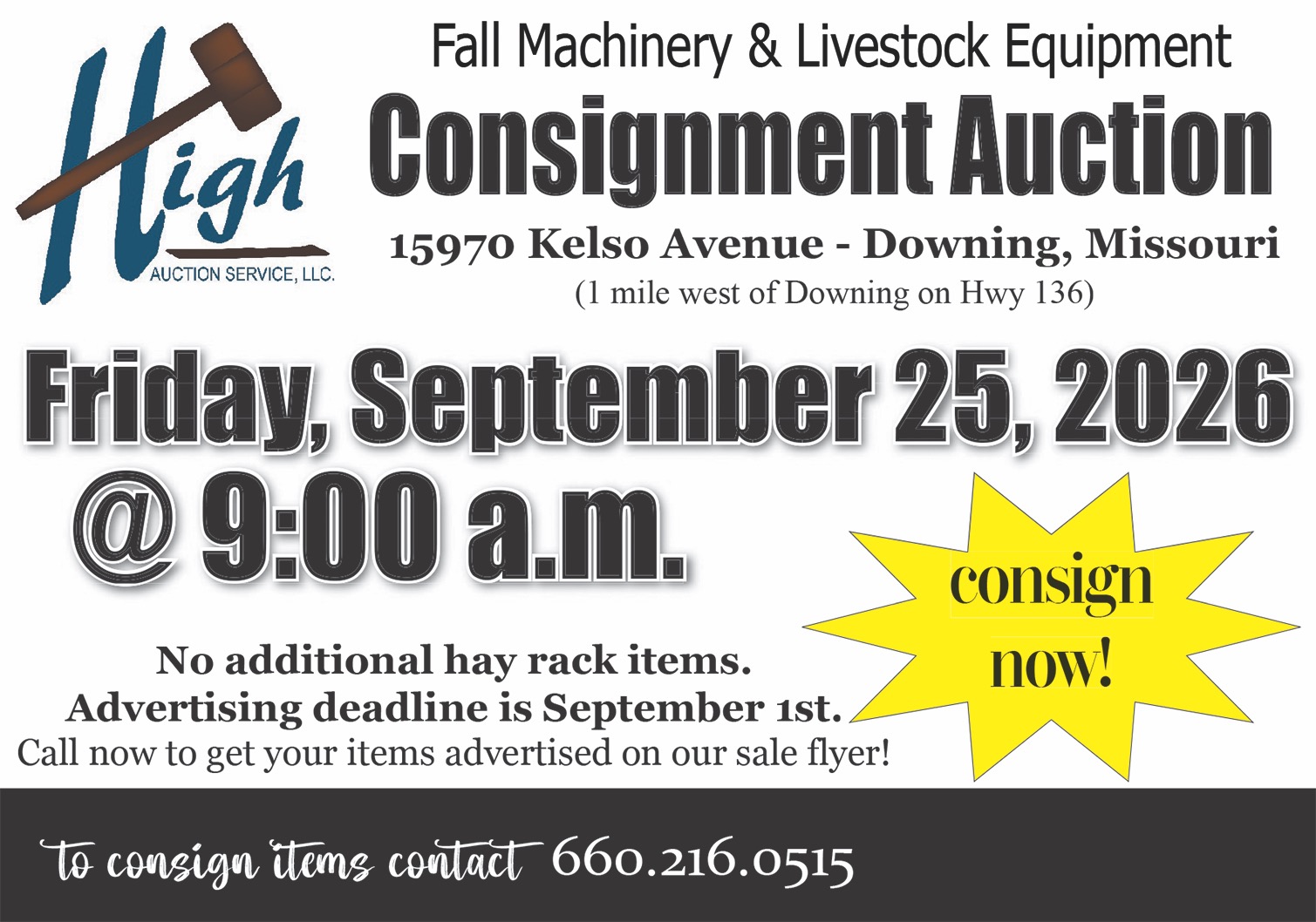 Fall Consignment Auction Post Card 2026