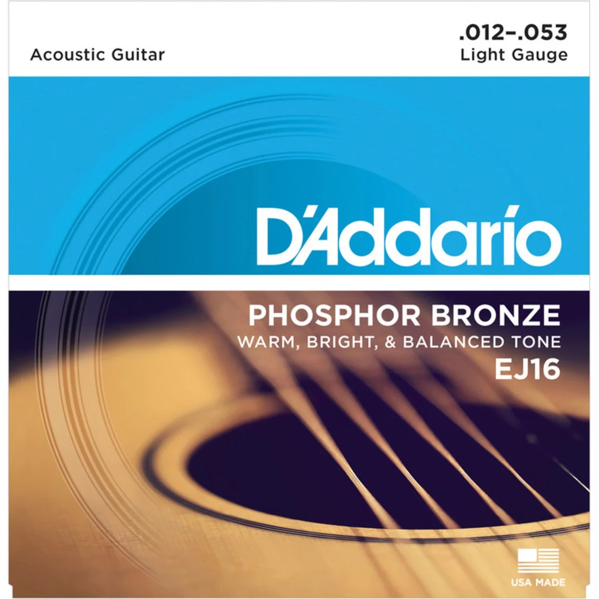 D'Addario EJ16 Phosphor Bronze, Light, 12-53 (Acoustic String)