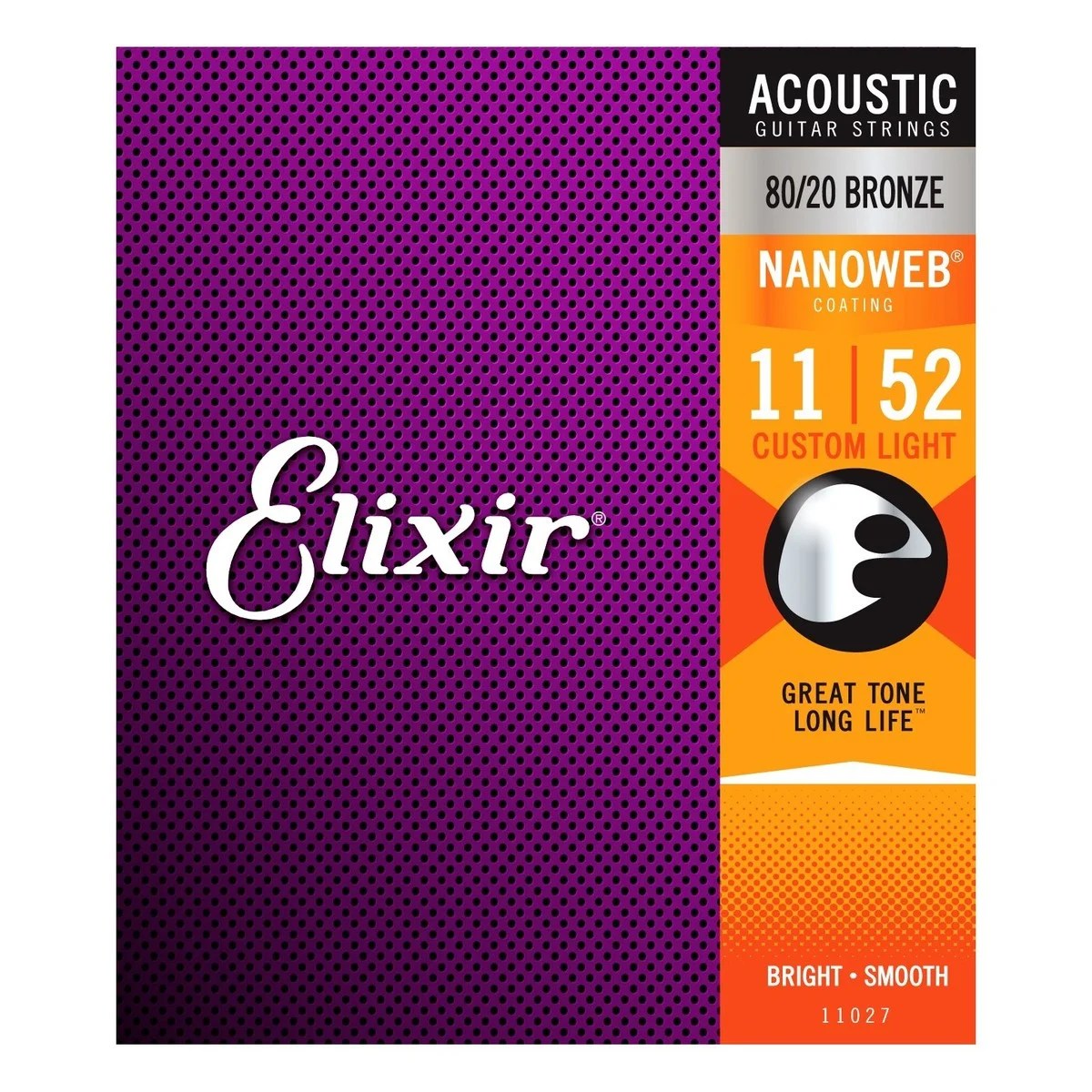 Alternative view of Elixir E11027 Nanoweb Custom Light Acoustic Strings, 11-52