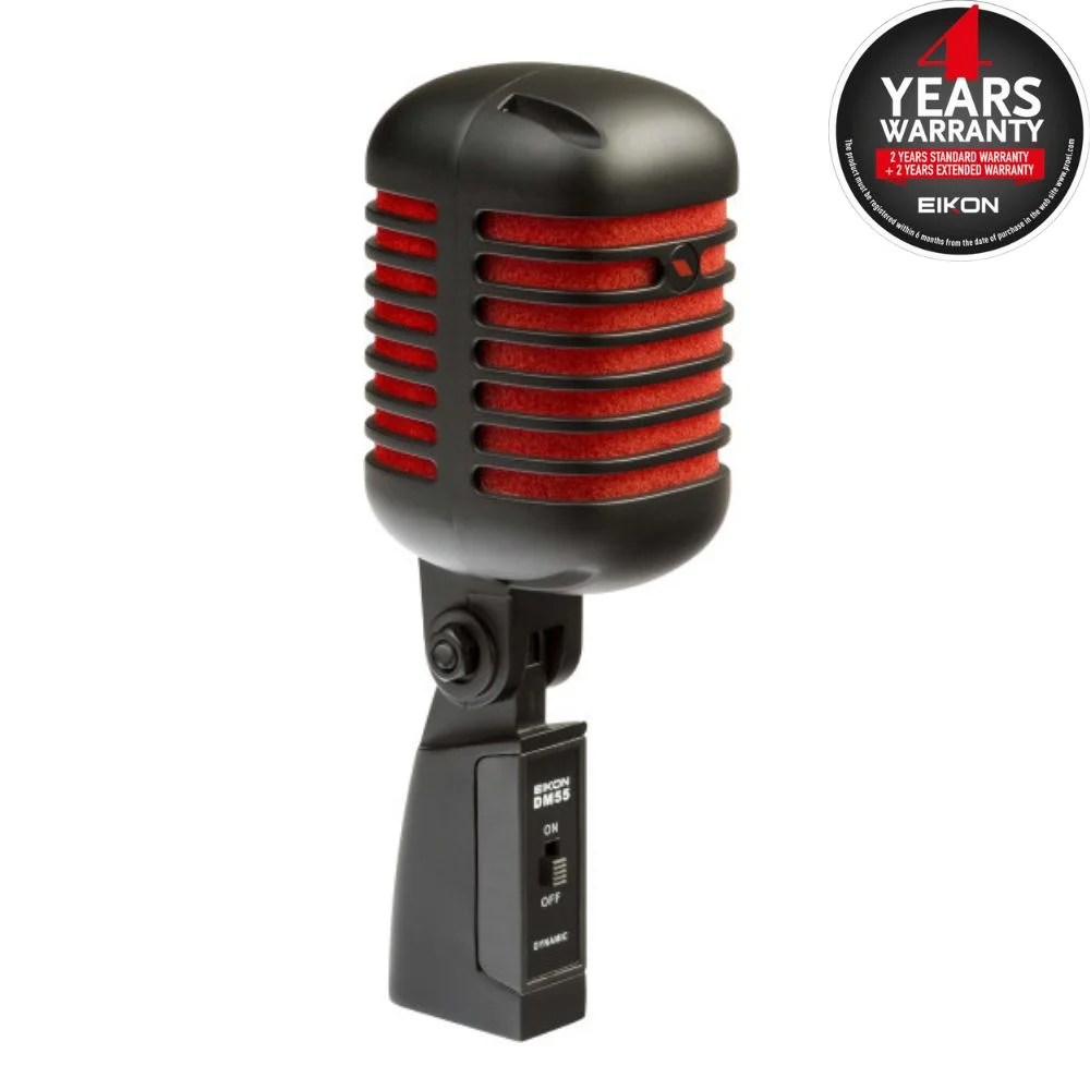 Eikon Audio DM55V2RDBK Vintage professional vocal dynamic microphone - satin black​ and red