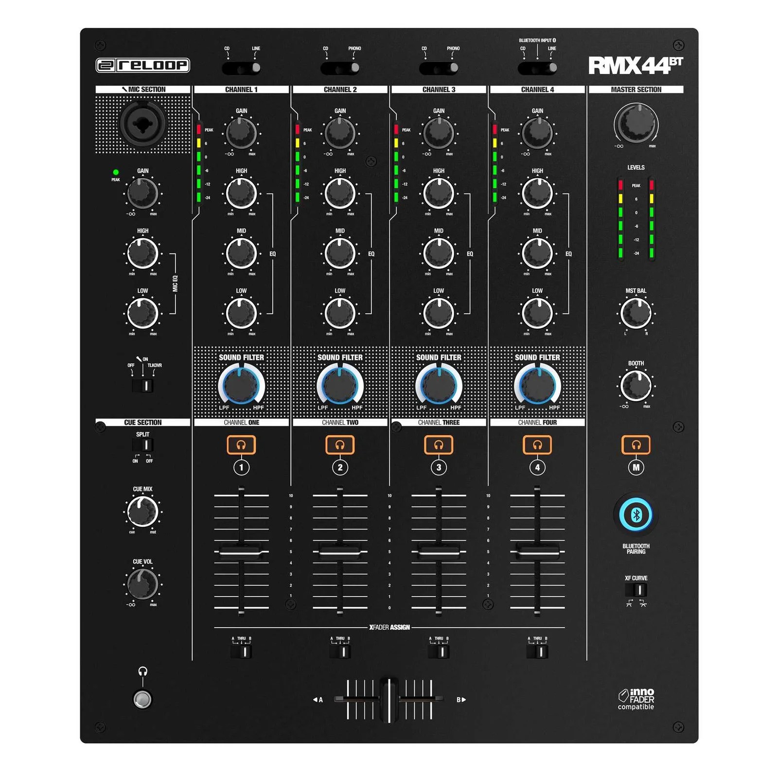Reloop RMX-44 BT 4-channel Bluetooth DJ Club Mixer