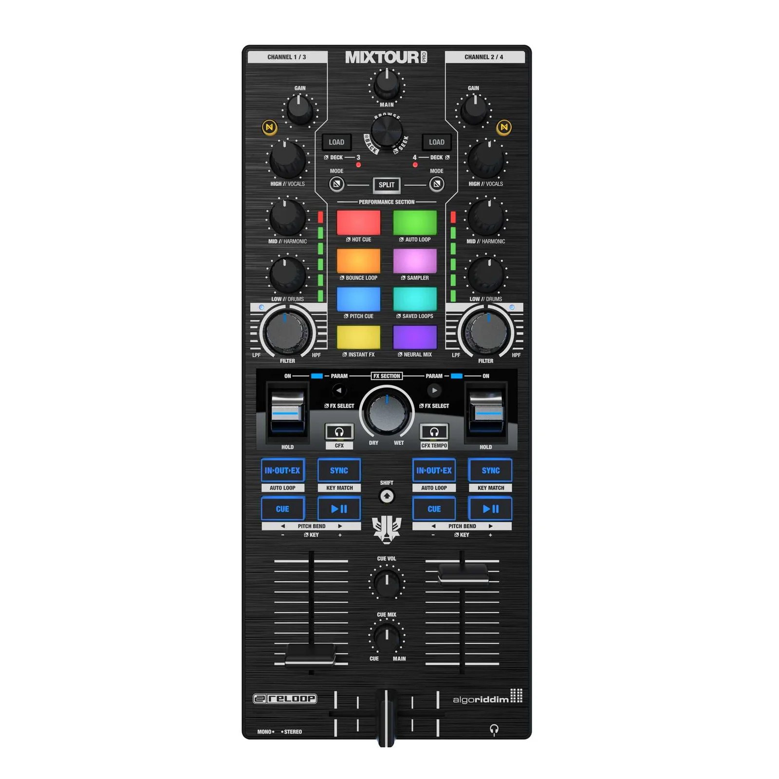 Reloop Mixtour Pro Portable Performance 4-Deck All-In-One DJ Controller
