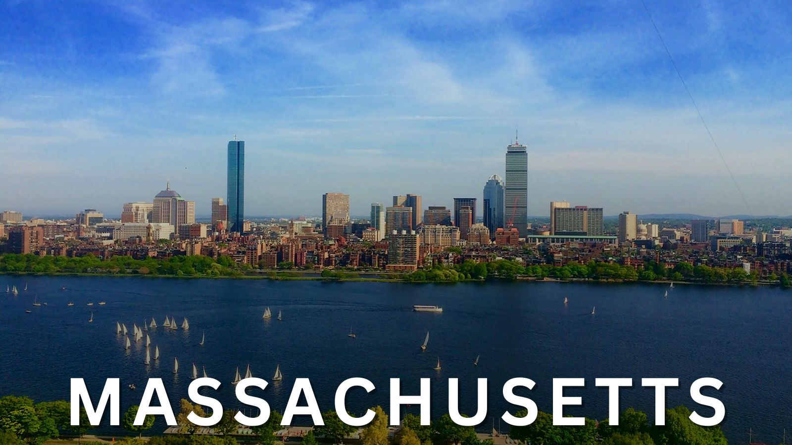 Boston skyline and Charles River viewed from Cambridge, Massachusetts