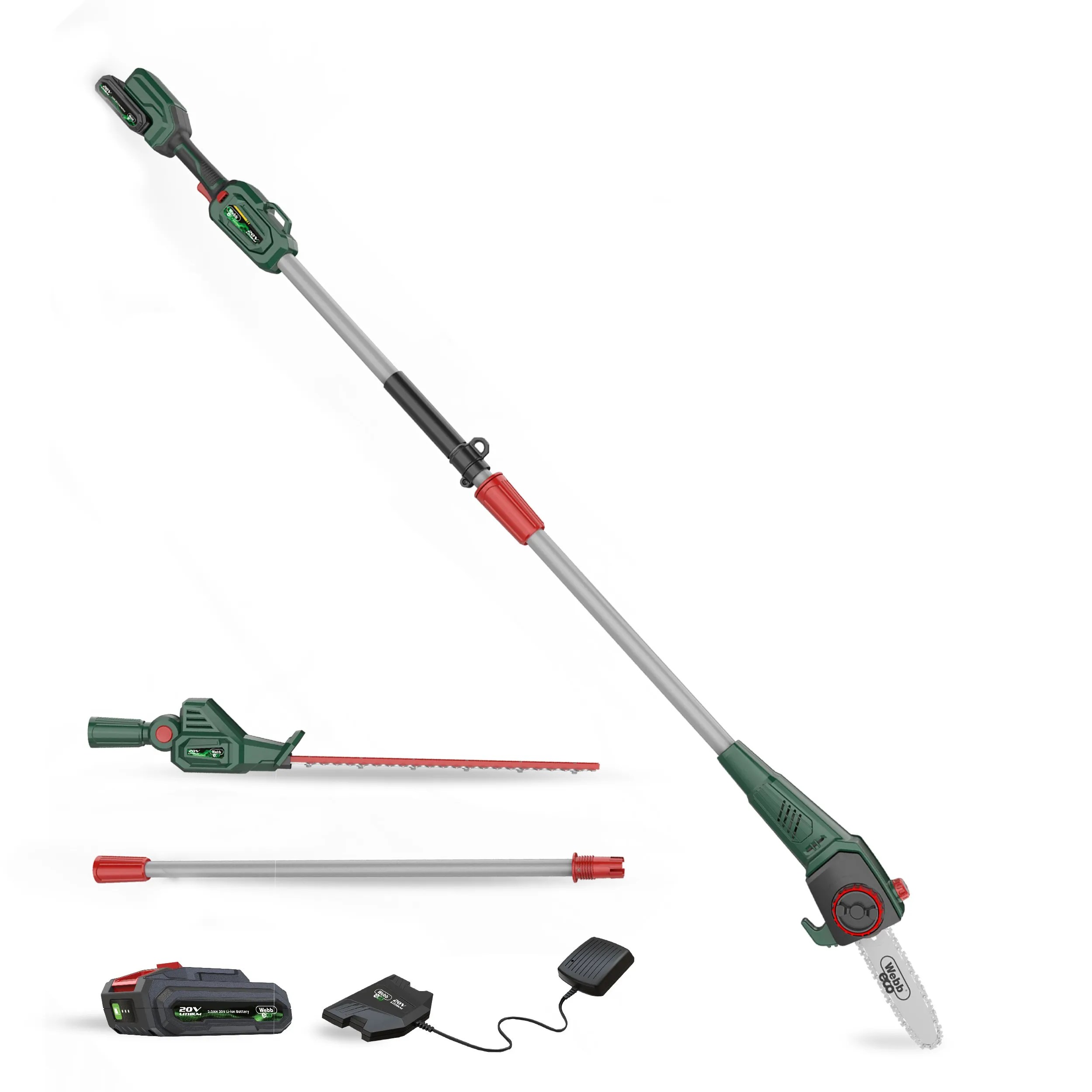 Webb eco Cordless Long Reach Hedge Trimmer and Pruner