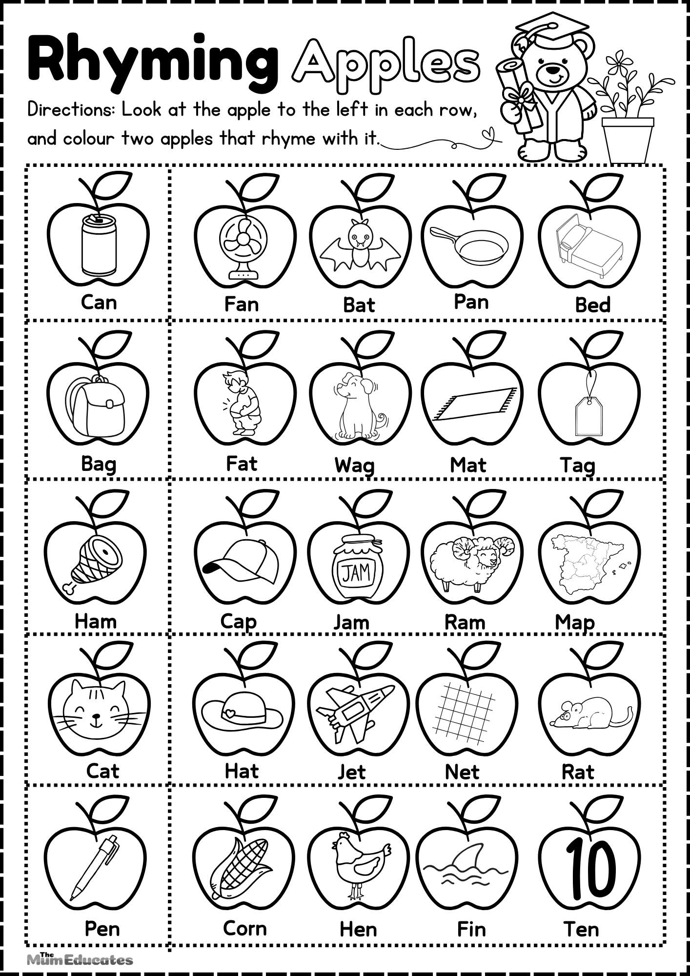 Free rhyming words worksheets